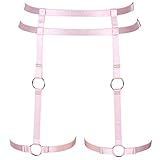 Damen Punk Pentagramm Harness Strumpfband Gürtel Strümpfe Bein Taille Body Caged Strap Rahmen Dessous Gothic Halloween Dance Club Party Rave Wear Gr. Einheitsgröße, rose