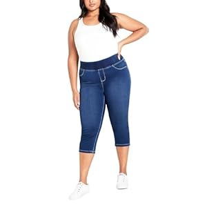 AVENUE Women’s Plus Size Denim Po Crop Jegging