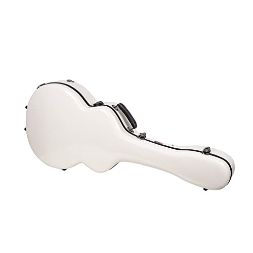 Image of Crossrock Fiberglass Case for 16 inch Archtop /Hollow Body /Jazz Electric Guitars - Fits Gretsch Electromatic, Ibanez, Epiphone, Gibson ES Series - Includes TSA Lock - Milky White (CRF2020JA16MW)
