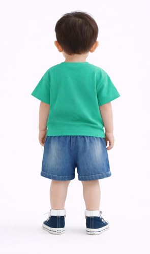 Image of Bold N Elegant Cotton Cute Cartoon Printed Half Sleeve T-Shirt And Shorts Clothing Set For Infant Toddler Baby Boy Girl