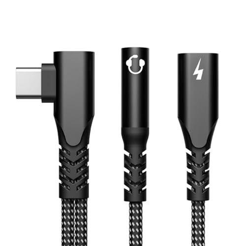 Adattatore per cuffie e caricabatterie splitter USB C adattatore per jack per 2 in 1 per USB C cablate - Auricolari USB C a ricarica rapida 60 W cablati plug and play per smartphone e