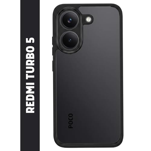 Image of Mobile Back Cover Compatible with REDMI Turbo 5 5G Back Cover | Transparent Black Border Shockproof Case | Slim & Durable