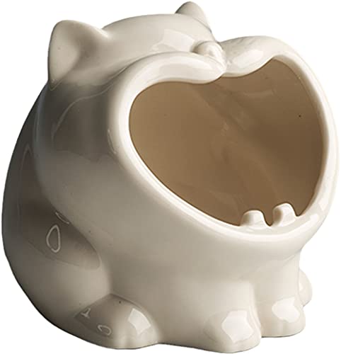 XIOU Desktop Ceramic Trash Can, Animals Garbage Can for Office Desktop, Small Bucket for Home Indoor Decoration, Cute Mini Tabletop Wastebasket (Cat-a (White))