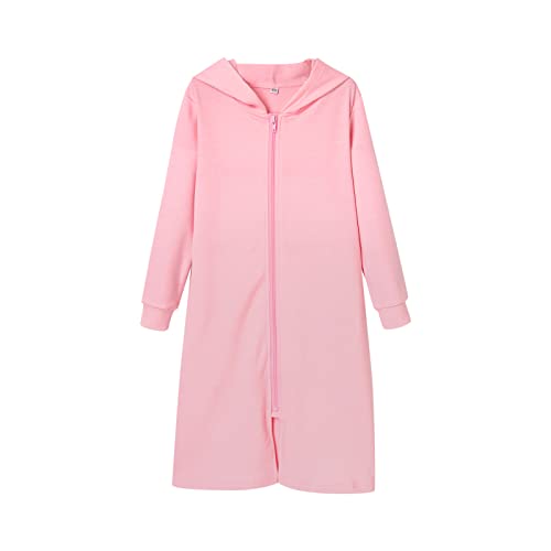 Ni𝐠htgowns Girls Zip Up Hoodies Ro𝐛es Soft Cotton Bathro𝐛e Long Sleeve Housecoat Loose Loung𝐞wear with Pockets4