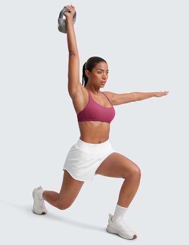 Image of CRZ YOGA Naked Feeling Criss-Cross Sports Bra | Light Support, Removable Pads, Yoga, Sleek, Strappy Back, Scoop Neck, for Women