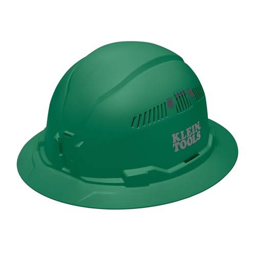 Casco duro verde de ala completa Klein Tools con ventilación activa y banda acolchada