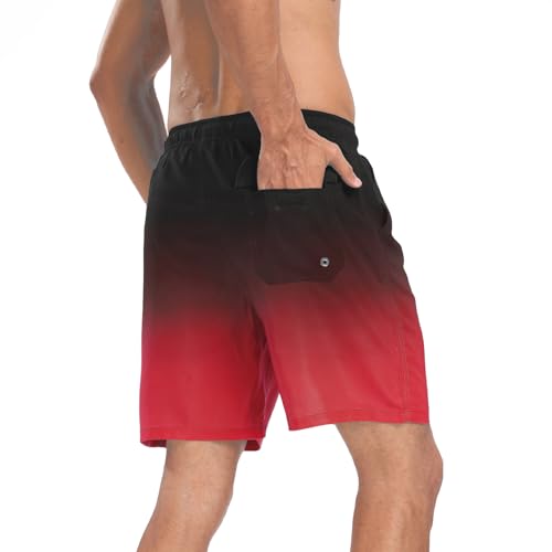 Mens Swim Trunks with Compression Liner 7 inch Inseam Quick Dry 2 in 1 Beach Board Shorts with Pockets S-3XL2