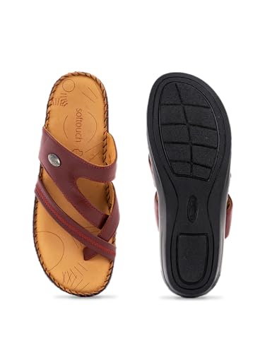 Image of Khadim's Softouch Leather Wedge Heel Slip On Sandal for Women