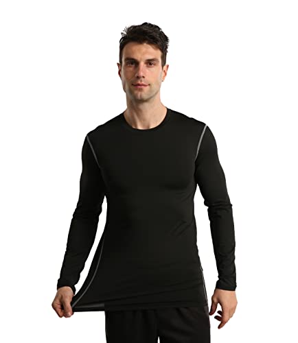 3 Pack Mens Compression Shirt Long Sleeve Uv Protection Cooling Dry Fit Shirts Workout Baseball Undershirt #TOP1