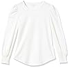 Amazon Essentials Women's Long-Sleeve Crewneck Smocked Cuff T-Shirt, White, S #5