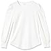 Amazon Essentials Women's Long-Sleeve Crewneck Smocked Cuff T-Shirt, White, X-Large