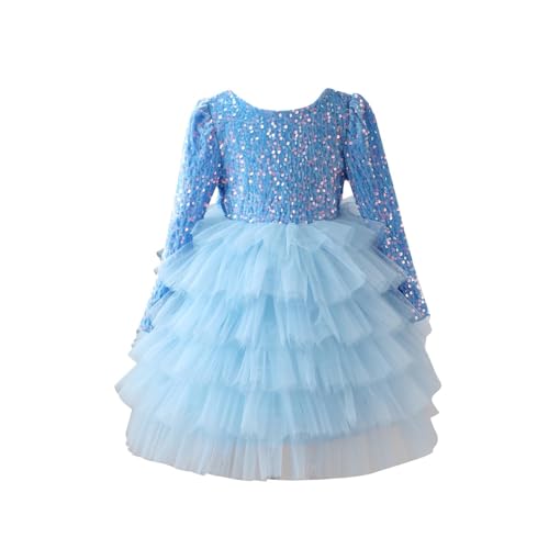 KQIVAM Glitzerkleid Mädchen Pailletten Glitzer Ballkleid...