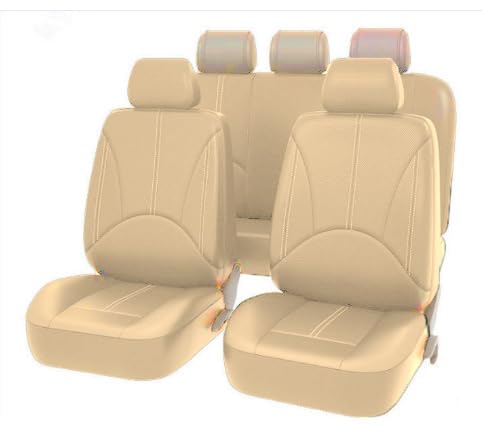 LEMAS 9 Piezas Cuero Funda Asiento Coche para Audi A6 C5 4B Avant A6 C6 4F Avant A6 C6 4F, Impermeables Transpirabilidad Juegos de Cubreasientos Interior Accesorios,A-Beige