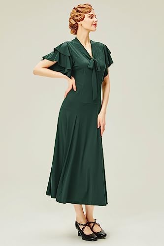 BABEYOND Womens Vintage Flapper Dress 1920s Ruffle Cocktail Party Dresses Tie Neck3