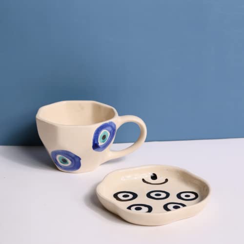 Image of WEAVING HOMES Evil Eye Mug & Handmade Dessert Plate (Set of 2)
