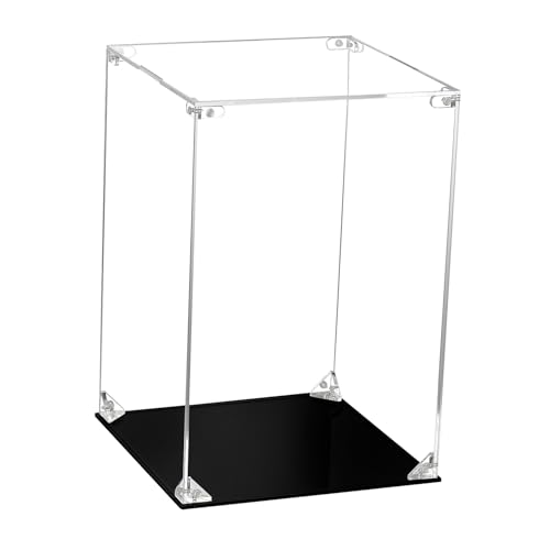CHILL CASE フィギュアケース UVカット コレクションケース 黒地台 簡単組立 5面クリアビュ アクリルケース ディスプレイケース 堅牢構造 クリーニングクロス付属 (幅20×奥行20×高さ30cm)