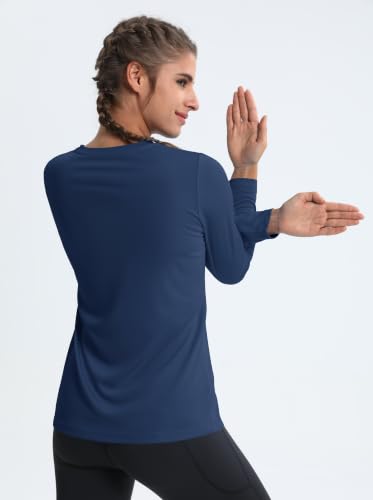 Image of MAGCOMSEN Sun Shirts for Women Long Sleeve SPF Shirt V-Neck UPF 50+ UV Prontection Quick Dry Top for Workout Hiking Swim