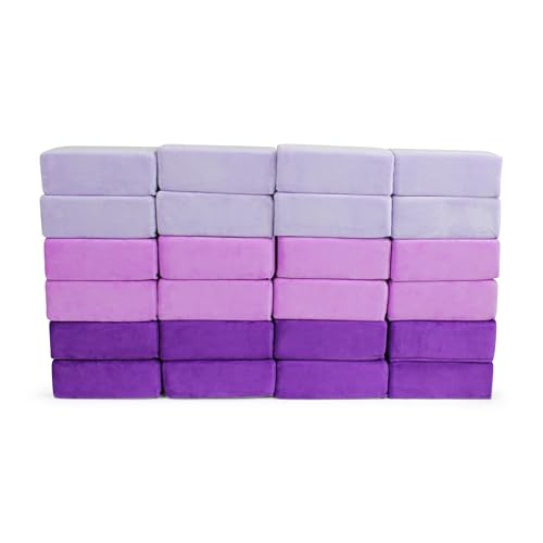 Image of The Original Premium Plush Building Block for Kids - Certified Safe Foam Blocks in Luxuriously Soft Fabric Covers (Grape, Blocks)