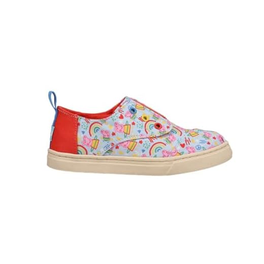 TOMS Boy's Tiny Cordones Cupsole Sneaker-Peppa Pig and George Print (Toddler/Little Kid) Light Sky Blue 5 Toddler M