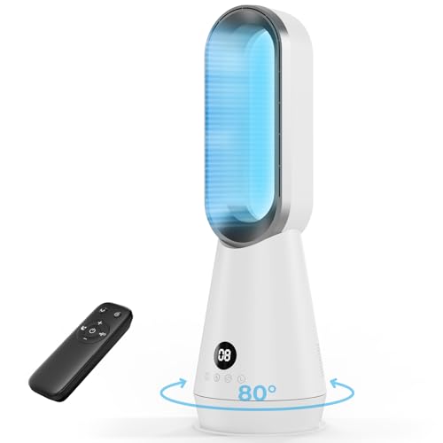 AICPAN Rotorloser Ventilator leise - 56 cm Turmventilator mit Fernbedienung 8 Geschwindigkeiten 9-Stunden-Timer LED-Display für Schlafzimmer Büro Zuhause