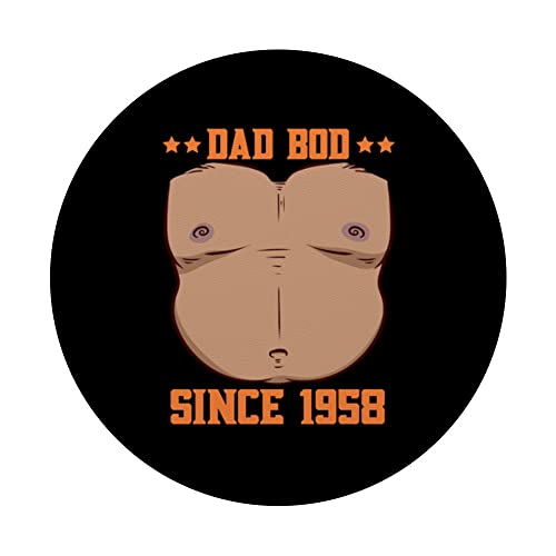 Dad Bod Since 1958 Father's Day Beer Belly PopSockets Swappable PopGrip, Black - Image 3