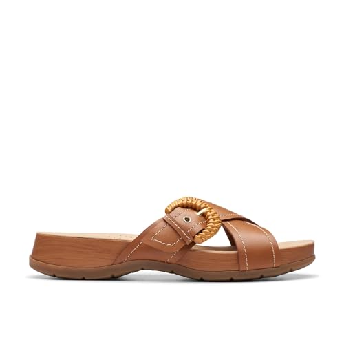 Clarks Collection Women's Reileigh Bay Slide Sandal, Cinnamon Leather, 11 Medium US - image 7