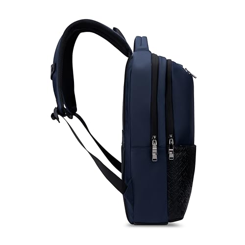 Image of Tommy Hilfiger Unisex Laptop Backpack LUMO | Twill & PU Dual-Material Design with WR Zippers | Trolley Sleeve | Backpack for Office, Work and College