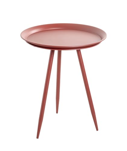 HAKU Table d'appoint Ronde en métal Rouge, Petite Table Basse Ronde - Dimensions : H 54 x Ø 44 cm Style : Moderne