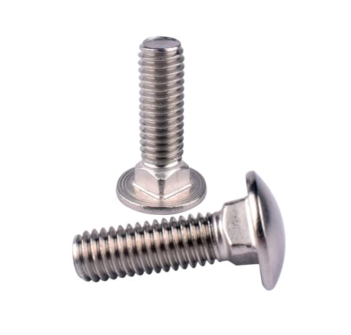 Image of 3 /8-16 x 1 Carriage Bolts Screws, 18-8 Stainless Steel 304, Round Head, Square Neck, UNC Fully Machine Coarse Threaded,10Pcs