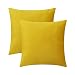 eletecpro Kissenbezug 50x50cm 2er Set Samt Kissenhülle mit Verstecktem Reißverschluss Zitronengelb Dekorative Kissenbezüge für Sofa und Terrasse Wohnzimmer, Schlafzimmer in großer Farb- Größenauswahl