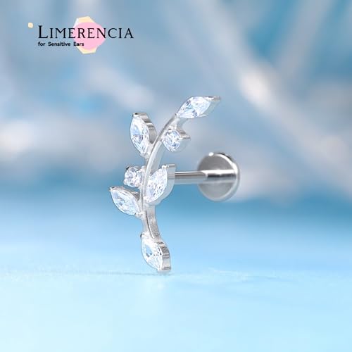 limerencia F136 Titanium Hypoallergenic Piercing Jewelry 18G 6mm 8mm 10mm Flat Back Internally Threaded Implant Grade Climber Stud Crawler Earrings For Cartilage,Tragus,Helix,Conch,Nose,Lip(1pc)2