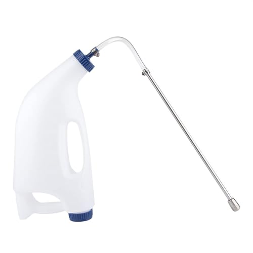 Soporte para botella de leche de becerro de 4 litros con mango ergonómico y botella de leche de ternera de boca larga opaca para alimentar a los comederos de leche de ternera