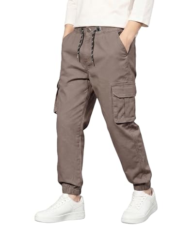 Image of A.T.U.N. (ALL THINGS UBER NICE) Boys Cotton Cargo Pants | Soft Comfortable Casual Wear | Relaxed Fit Trousers with 6 Utility Pockets | Adjustable Waist for Daily Outdoor and Travel Use