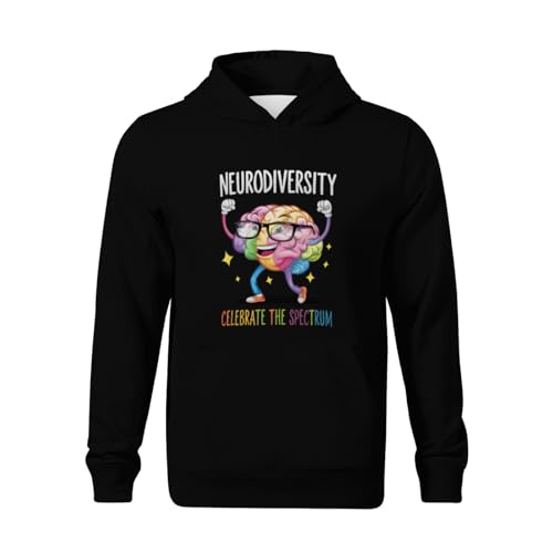 Kids Retro Neurodiversity Brain Autism Awareness Boys Girls Lightweight Kangaroo Pocket Fleece Hoodies2