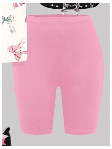 WDIRARA Conjunto de camiseta feminina de manga curta e short de motociclista com estampa de laço, 2