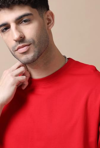 Image of Men's 240 GSM Cotton Oversized Tee - Heavyweight Bio-Washed Fabric | Premium Street Style | Super Soft, Thick & Breathable T-Shirt