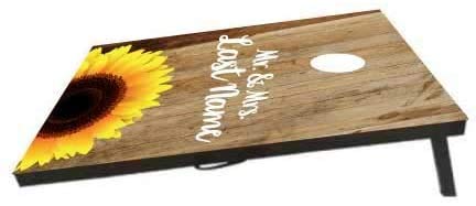VictoryStore Custom Wedding Bag Toss Game – Custom Wedding Cornhole - Mr. and Mrs. Cornhole Sunflower