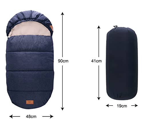 Image of Wind & Waterproof Sleeping Bag /Footmuff for Baby, Toddler, 6-36 Months (Blue) with Woolen Sherpa Backing, Anti Slip Design, Safety Keyhole | Winter