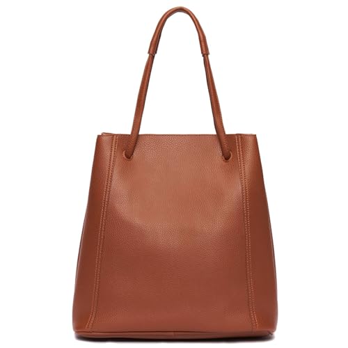 Image of Tote Bag for Women Genuine Leather Work Bag Casual Shoulder Handbags with Adjustable Strap
