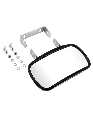 Espejo para tractor QWORK rectangular convexo de acero inoxidable con fijación en U 3