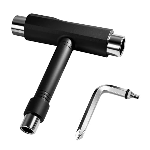 Wahijihe Skate Tool All-in-One,Skateboard Wrench Multi-Function Portable Skate T Tool and L-Type Phillips Head Wrench Screwdriver