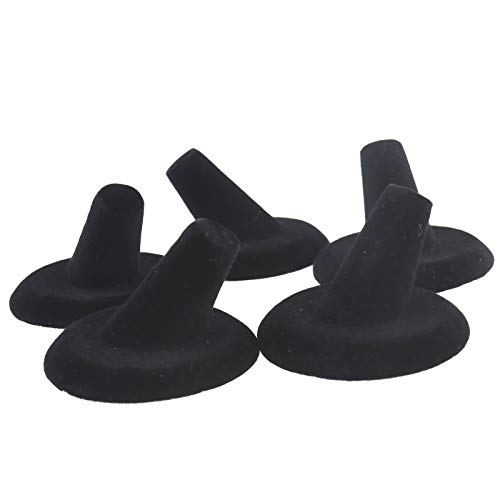 ENET 5pcs Présentoir à Bijoux Vitrine Anneau Titulaire Velours Organisateur Bijoux de Stockage Compteur Noir Cover