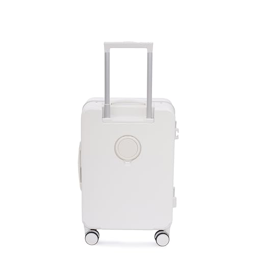 Image of SWISS MILITARY Black Gold Collection Lorenzo-55cm Cabin Small Hardsided PC Trolley Luggage Bag with TSA Lock, 360 Wheels Suitcase-Ideal for International Travel, Capacity 44L-White