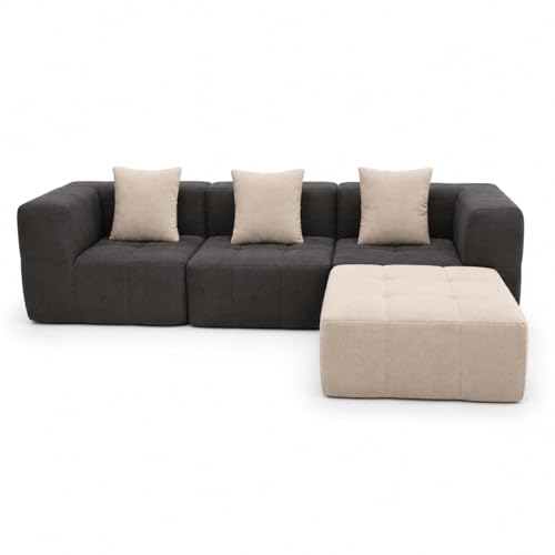 Coco Living Eden Complet | Canapé d’Angle Convertible 3 Places avec Méridienne | Largeur 270 cm | Design Moderne | Confort Premium (Chocolat Beige)