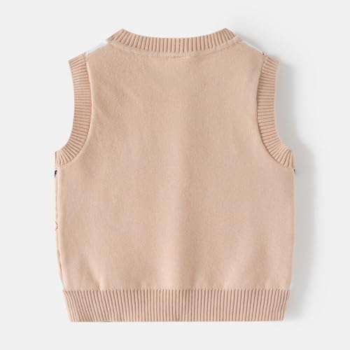 Girls Boys Argyle Sweater Vest Knit Cute Preppy Style Crew Neck Waistcoat Pullover Sleeveless Sweaters for 1-8 Years4