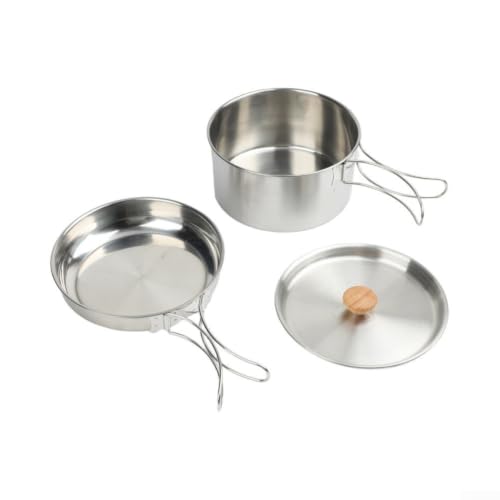 Stainless Steel Camping Cookware Set, Nesting Pot and Pan Kit