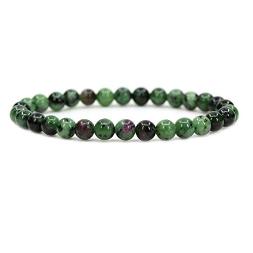 Natural Ruby In Zoisite 6mm Round Beads Stretch Bracelet 7" Unisex