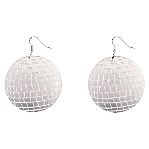 Acrylic Round Mirror Drop Statement Earrings for Women Girls Vintage Resin Mini Earth Geometric Dangle Hook Stud Lightweight Earring Elegant Christmas Birthday Prom Jewelry Gifts, Metal, No Gemstone Cover