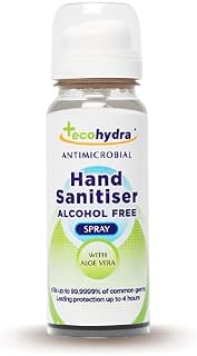 Hand Sanitiser Spray by EcoHydra  50ml  Alcohol Free  NHS Approved  Kills Up To 99.9999% of Bacteria and Viruses  Kind On Skin, Safe For Children, Unscented