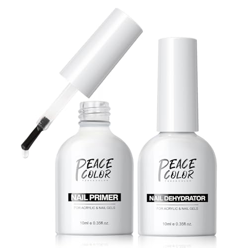 PEACECOLOR Primer Ongle Gel UV Deshydrateur Ongle pour Vernis Semi Permanent Acid Free Professionnel Nail Prep et Primer pour Vernis à Ongles Acrylique et Gel UV